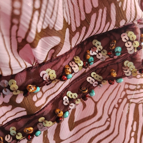 Vintage Y2K BabyDoll Stone Sequin Beaded Empire Waist Fairy Whimsical Midi Dres - Picture 4 of 11